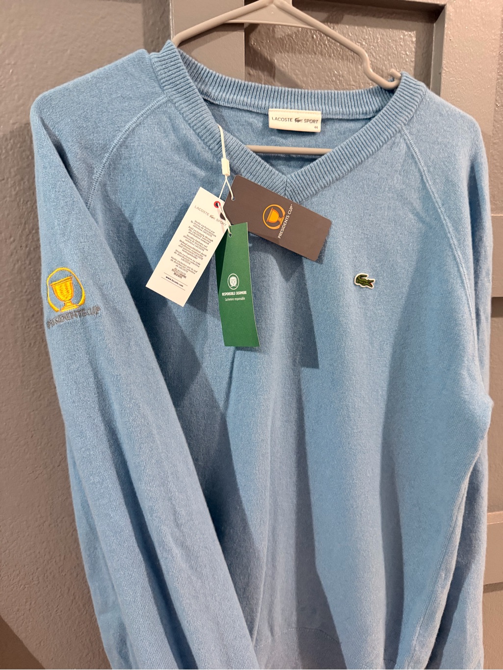 New With Tags Lacoste Cashmere Sweater  Presidents Cup